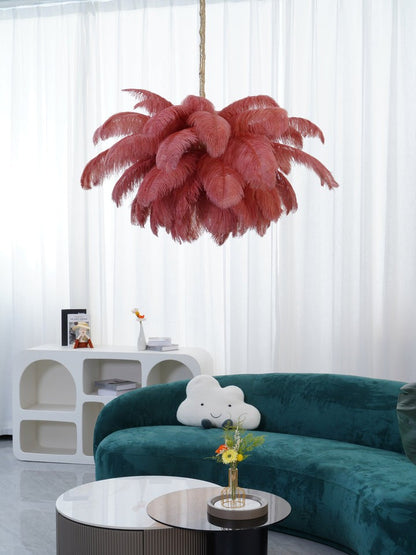 Luxury Ostrich Feather Chandelier Lighting Fixture