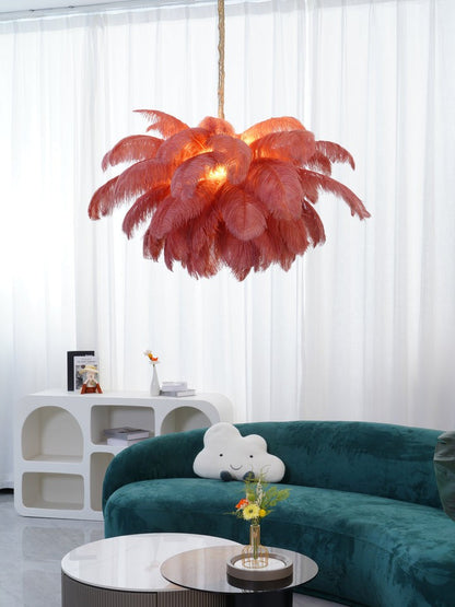 Luxury Ostrich Feather Chandelier Lighting Fixture