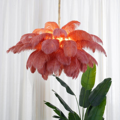 Luxury Ostrich Feather Chandelier Lighting Fixture