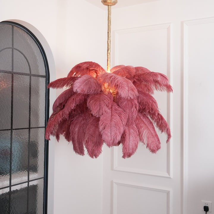 Luxury Ostrich Feather Chandelier Lighting Fixture