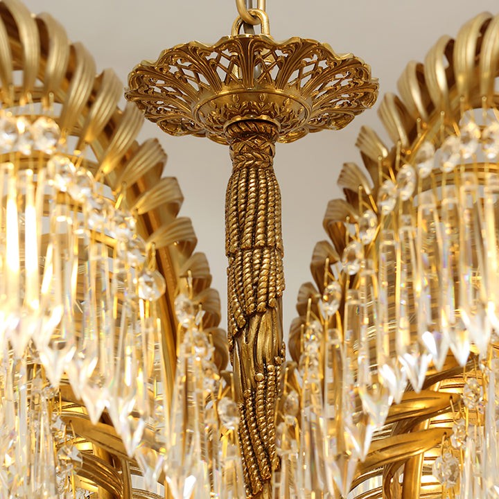 Luxury Palm Leaf Brass & Crystal Chandelier