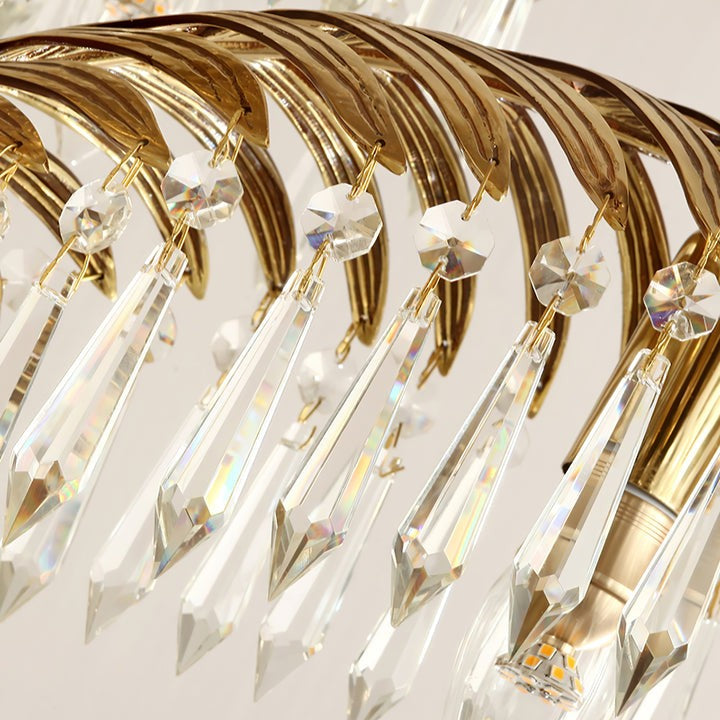 Luxury Palm Leaf Brass & Crystal Chandelier