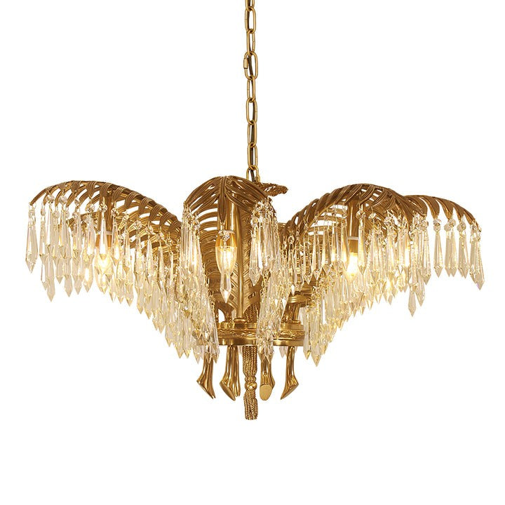 Luxury Palm Leaf Brass & Crystal Chandelier