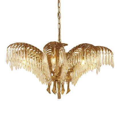 Luxury Palm Leaf Brass & Crystal Chandelier