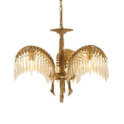 Luxury Palm Leaf Brass & Crystal Chandelier
