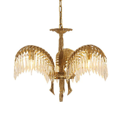 Luxury Palm Leaf Brass & Crystal Chandelier