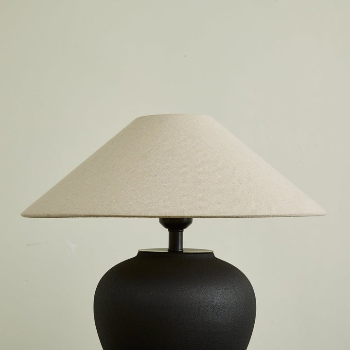 Matte Black Ceramic Table Lamp with Linen Shade