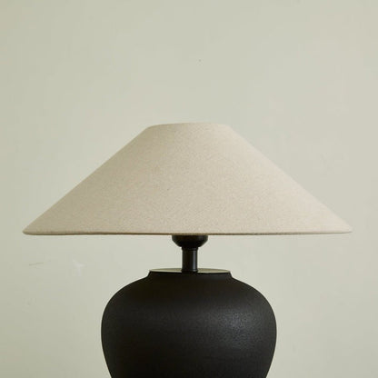 Matte Black Ceramic Table Lamp with Linen Shade