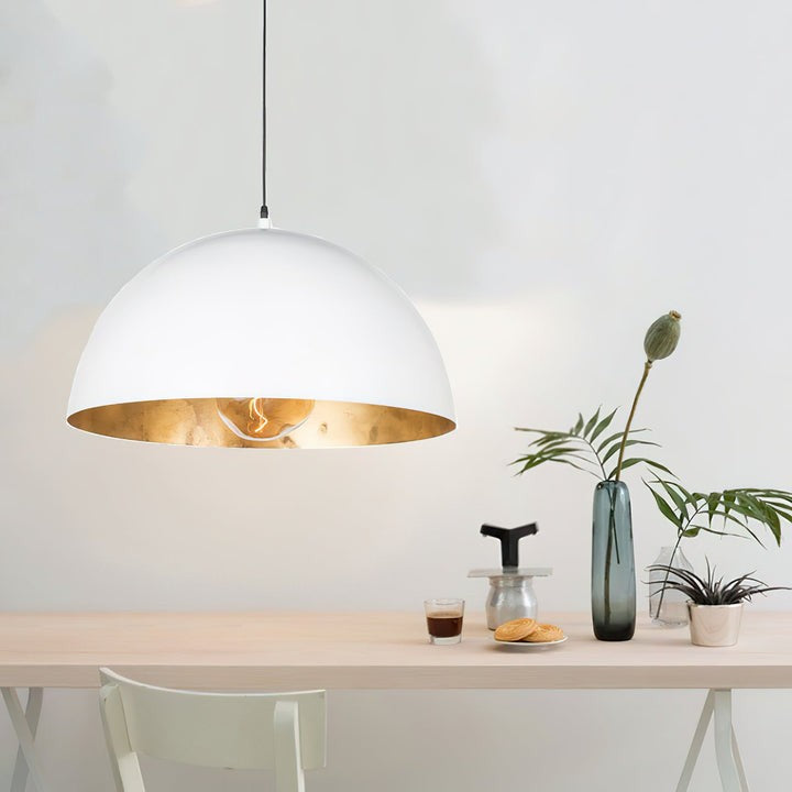 Matte Black Dome Pendant Light with Gold Interior