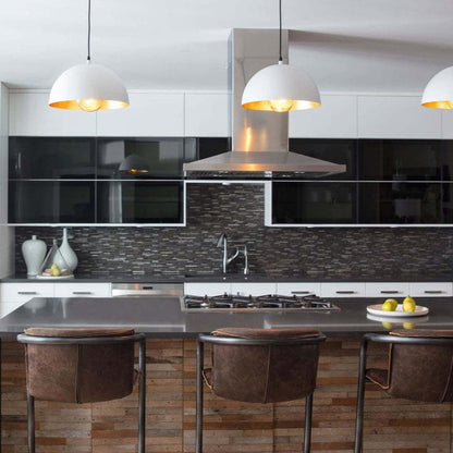 Matte Black Dome Pendant Light with Gold Interior