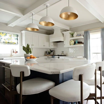 Matte Black Dome Pendant Light with Gold Interior