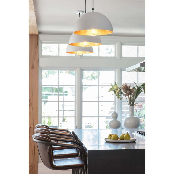 Matte Black Dome Pendant Light with Gold Interior