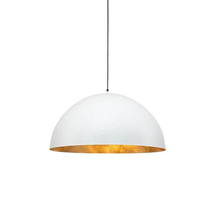 Matte Black Dome Pendant Light with Gold Interior
