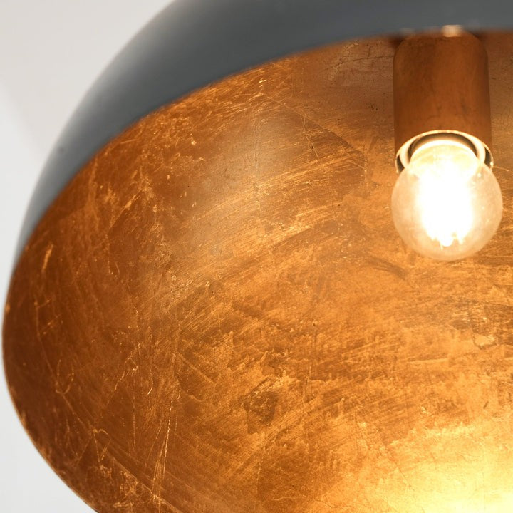 Matte Black Dome Pendant Light with Gold Interior