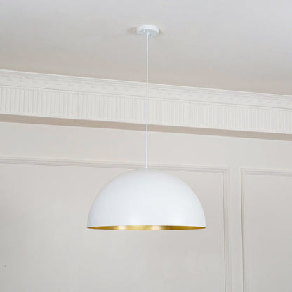 Matte Black Dome Pendant Light with Gold Interior