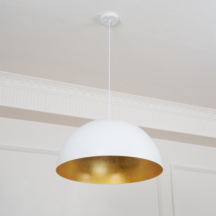 Matte Black Dome Pendant Light with Gold Interior