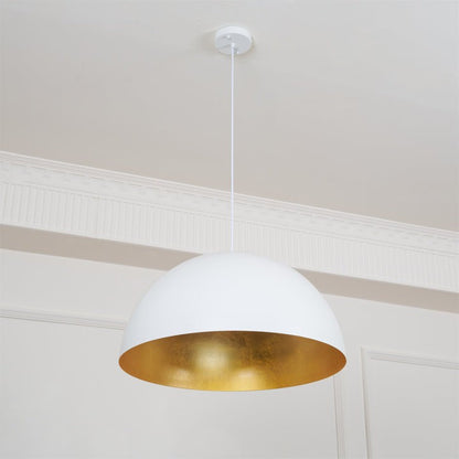 Matte Black Dome Pendant Light with Gold Interior