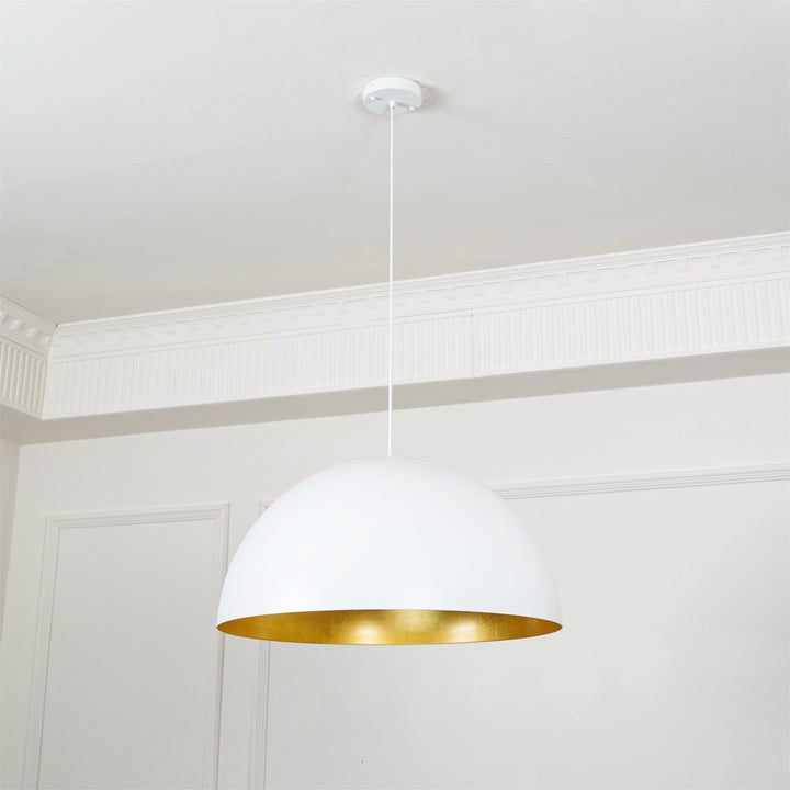 Matte Black Dome Pendant Light with Gold Interior