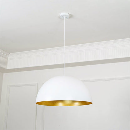 Matte Black Dome Pendant Light with Gold Interior
