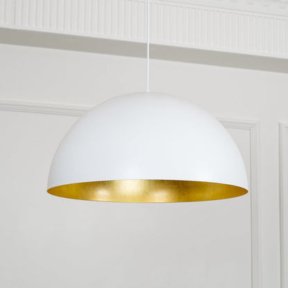 Matte Black Dome Pendant Light with Gold Interior