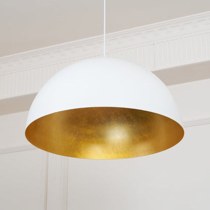 Matte Black Dome Pendant Light with Gold Interior
