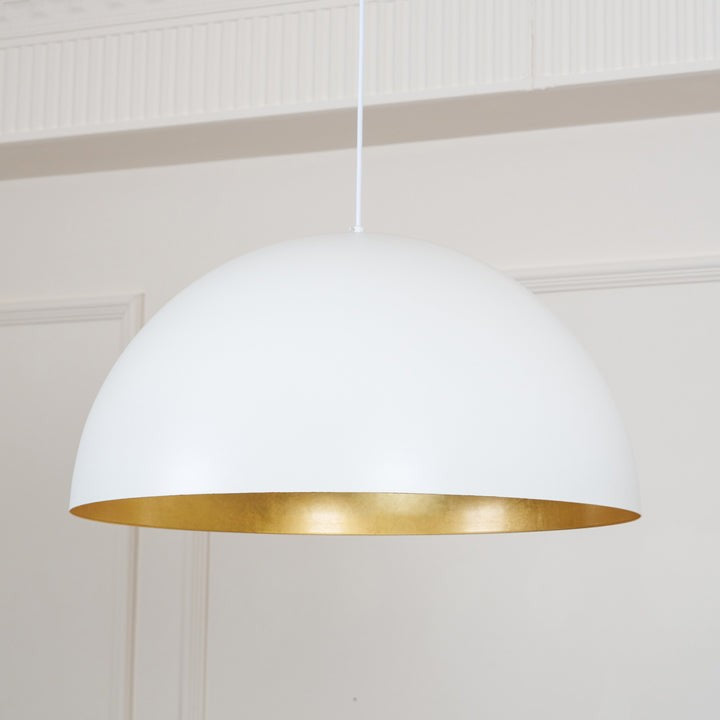 Matte Black Dome Pendant Light with Gold Interior