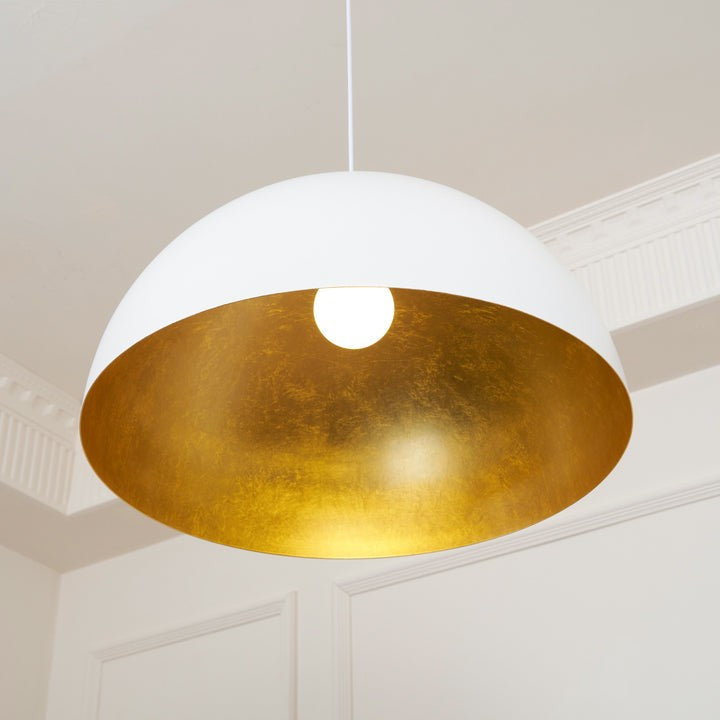 Matte Black Dome Pendant Light with Gold Interior
