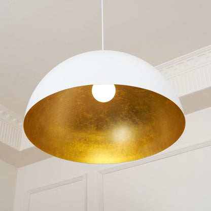 Matte Black Dome Pendant Light with Gold Interior