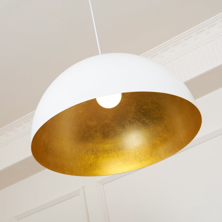 Matte Black Dome Pendant Light with Gold Interior