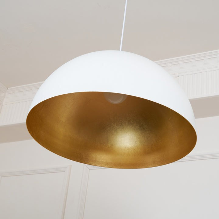 Matte Black Dome Pendant Light with Gold Interior