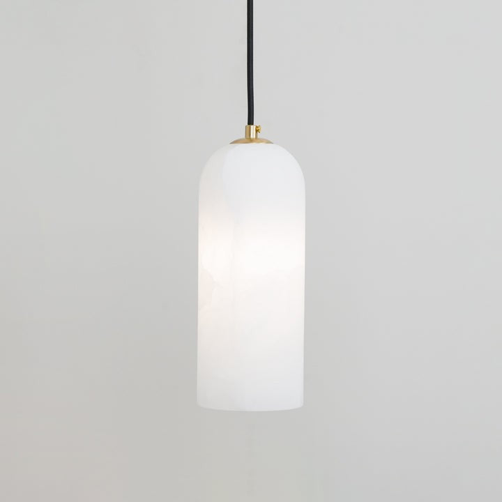 Mid-Century Alabaster Pendant Light with Brass Accents