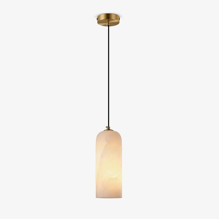 Mid-Century Alabaster Pendant Light with Brass Accents