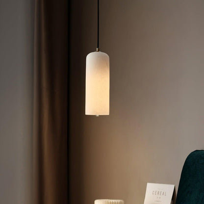 Mid-Century Alabaster Pendant Light with Brass Accents