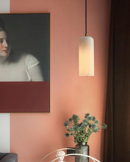 Mid-Century Alabaster Pendant Light with Brass Accents