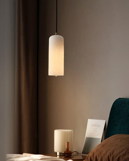Mid-Century Alabaster Pendant Light with Brass Accents