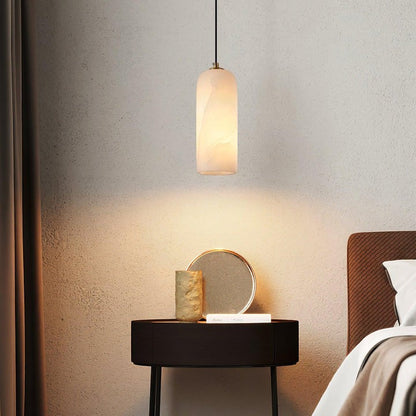 Mid-Century Alabaster Pendant Light with Brass Accents