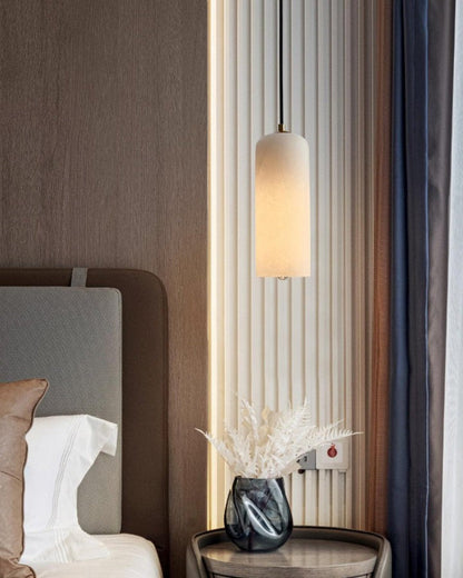 Mid-Century Alabaster Pendant Light with Brass Accents