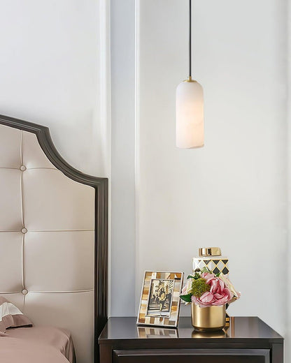 Mid-Century Alabaster Pendant Light with Brass Accents