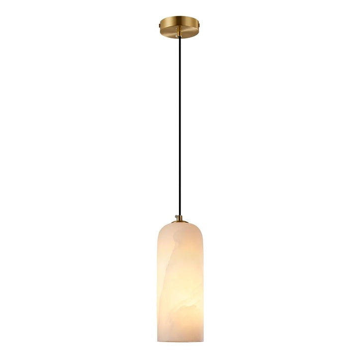 Mid-Century Alabaster Pendant Light with Brass Accents