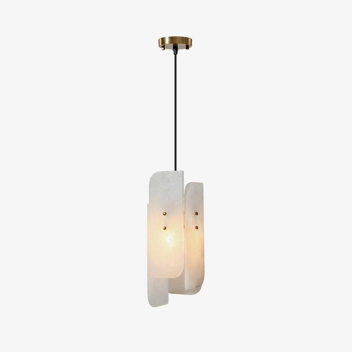 Mini Alabaster Pendant Light with Brass Details