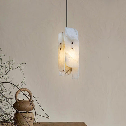 Mini Alabaster Pendant Light with Brass Details