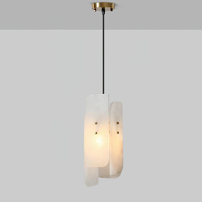 Mini Alabaster Pendant Light with Brass Details