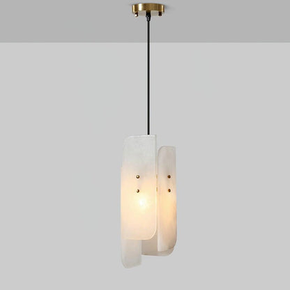 Mini Alabaster Pendant Light with Brass Details