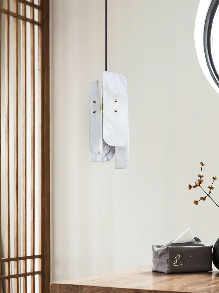 Mini Alabaster Pendant Light with Brass Details