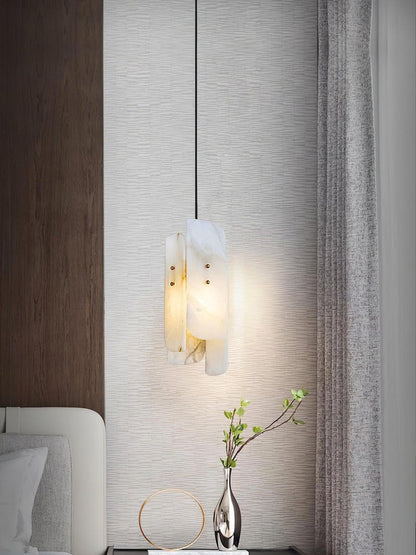 Mini Alabaster Pendant Light with Brass Details