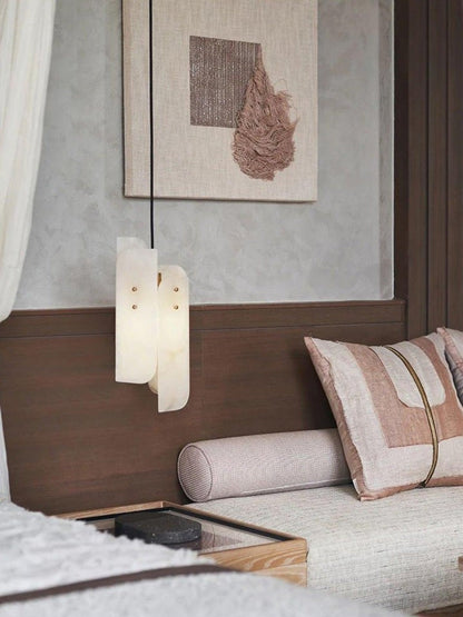 Mini Alabaster Pendant Light with Brass Details