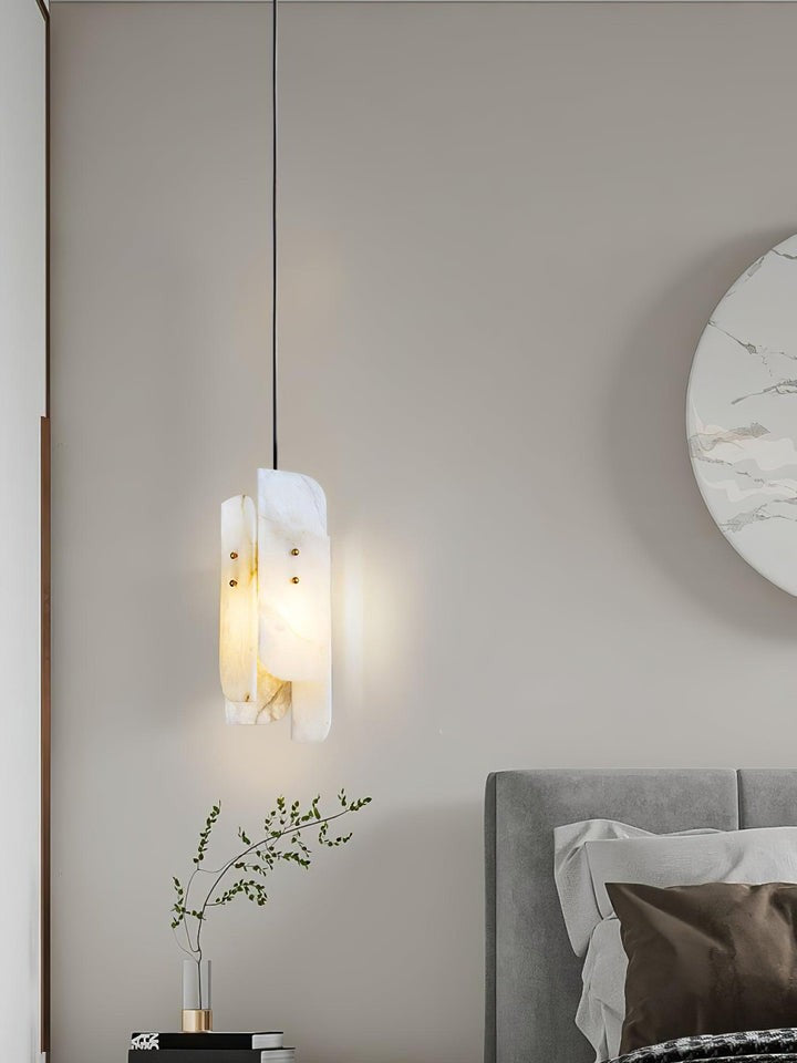Mini Alabaster Pendant Light with Brass Details