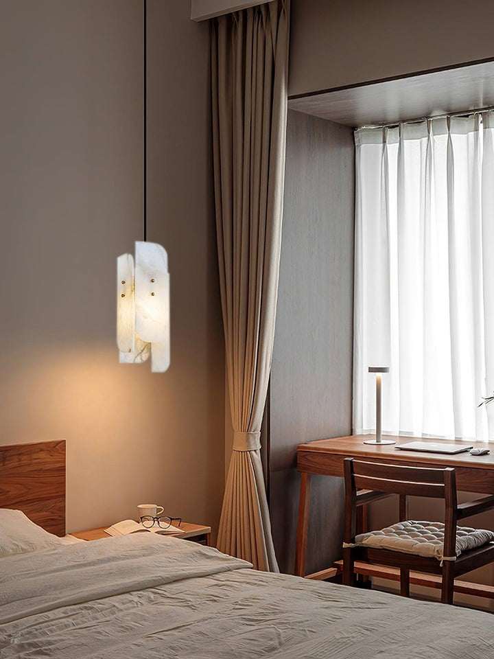 Mini Alabaster Pendant Light with Brass Details