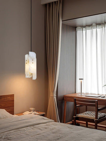 Mini Alabaster Pendant Light with Brass Details