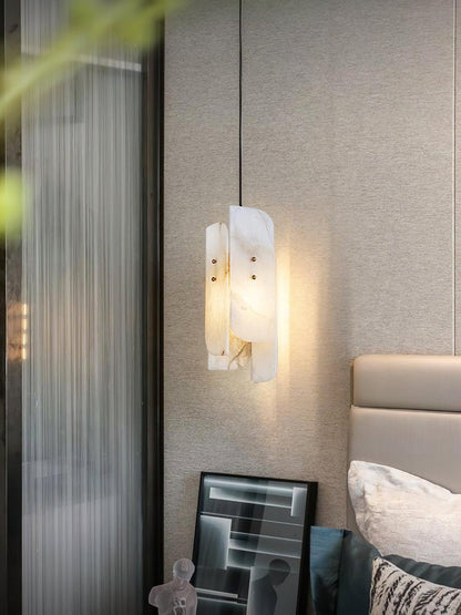 Mini Alabaster Pendant Light with Brass Details